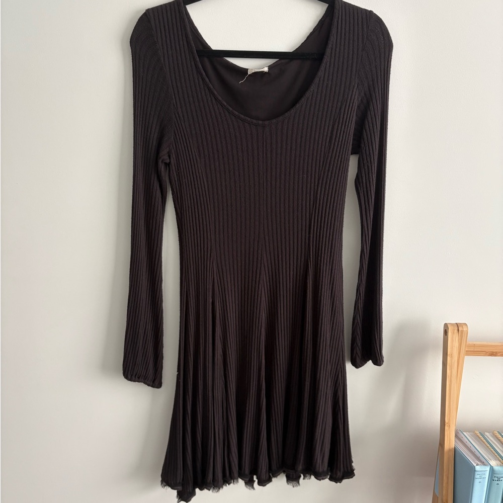 Ecote Charcoal Ribbed Knit Dress
